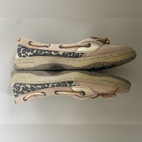 Women's Tan and Gold Boat Shoes size 5.5 fit like women’s 7 Angelfish Sperry - Picture 5 of 11